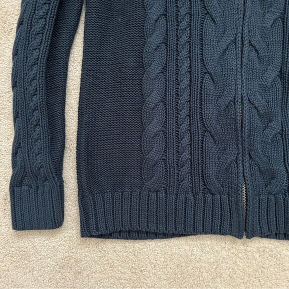 L.L. Bean Full Zip Cable Knit Sweater Chunky Cardigan Jacket 100% Cotton Sz XL - Picture 9 of 12